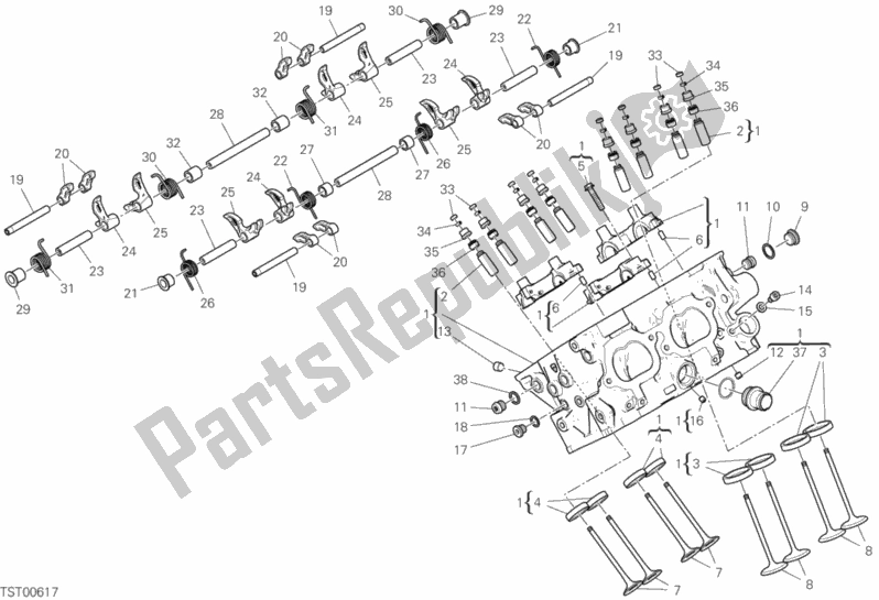 All parts for the Rear Head of the Ducati Superbike Panigale V4 1100 2018